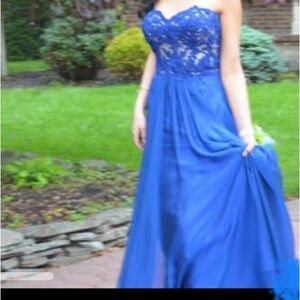 strapless royal blue la femme dress perfect for prom